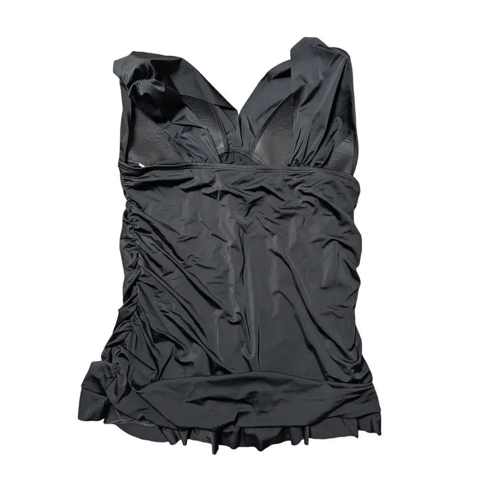 SWIMSUITS FOR ALL Women's Swim suit, size 24, Full coverage skirt; Black